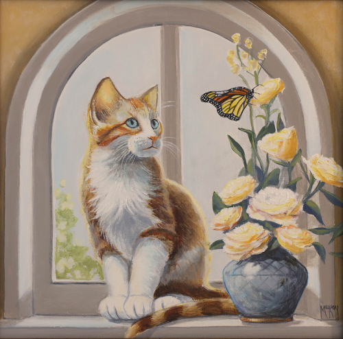 The Curious Kitten 12x12 $680 at Hunter Wolff Gallery